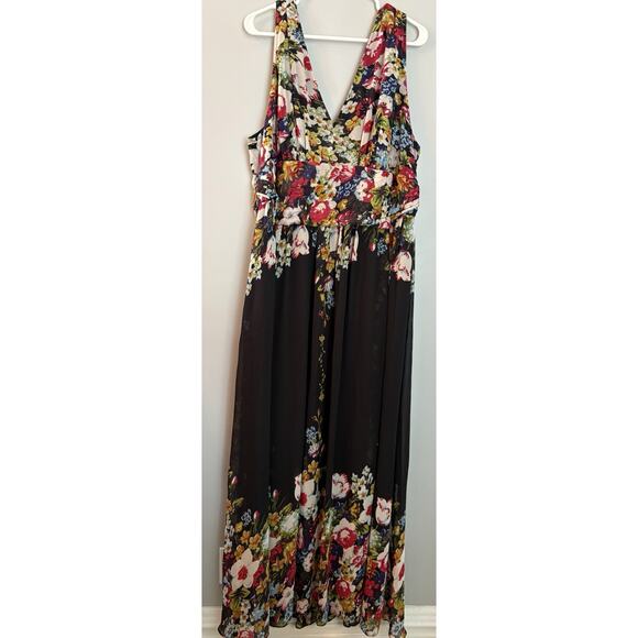Ever-Pretty Dresses & Skirts - Ever Pretty Dress 18 Black Spring Floral Chiffon Sleeveless Vneck Maxi Flowy